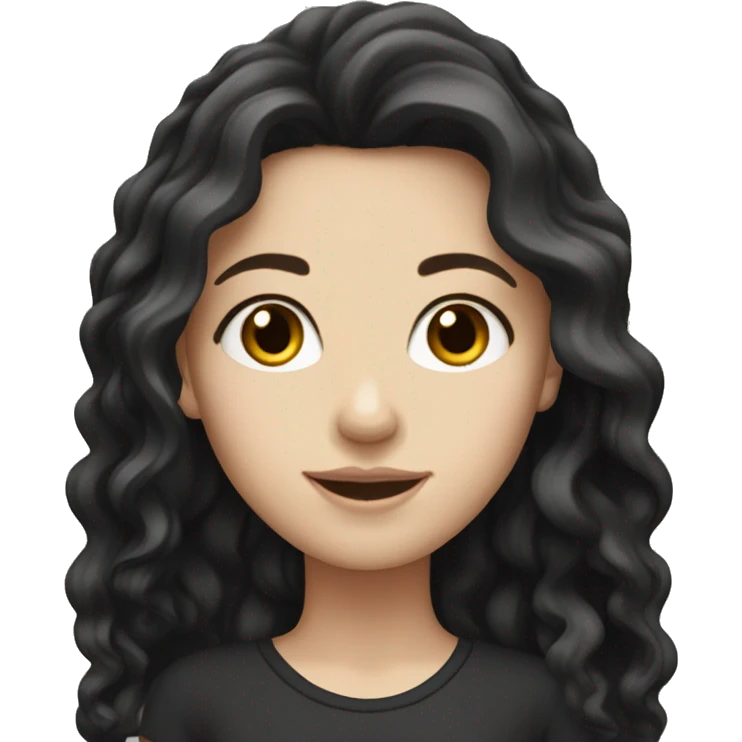 extremely white girl with long black wavy hair   emoji
