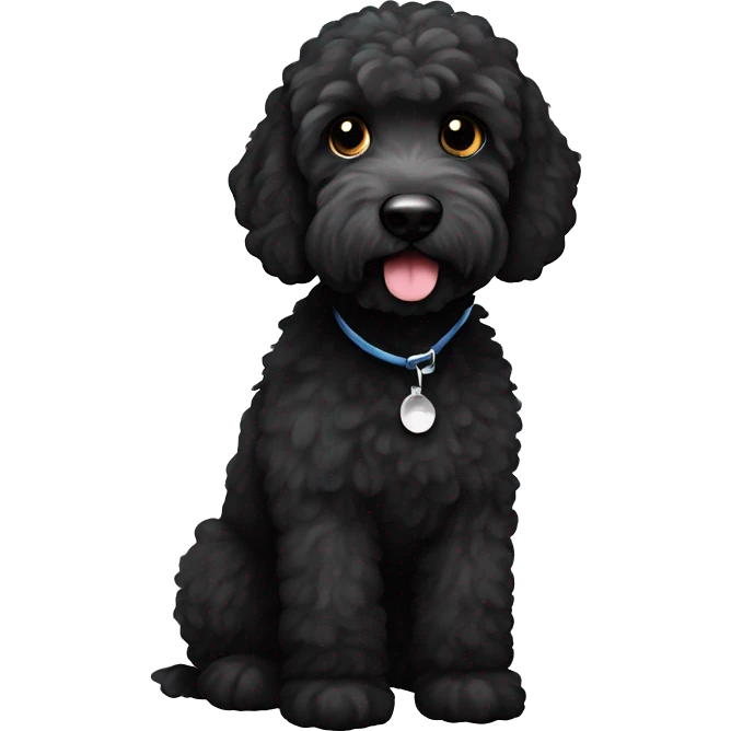 Black labradoodle with white chin emoji