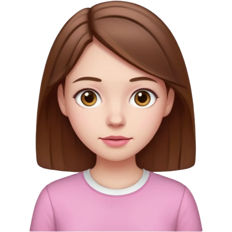 Pale girl brown hair and wearing pink and white shirt emoji