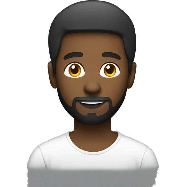black man software developer with short hair and a little beard and a white tshirt with Javascript logo  profile image emoji
