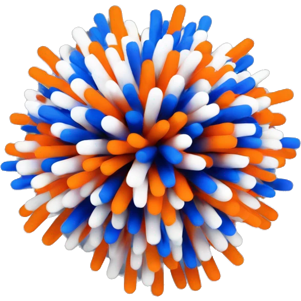 one orange and blue and white pom pom for cheerleaders  emoji