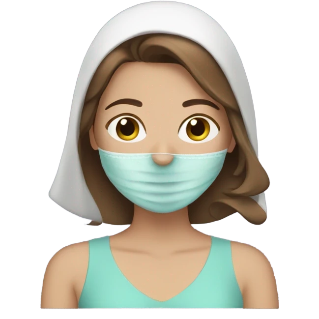 Girl. Brown hair. Mask routine  emoji