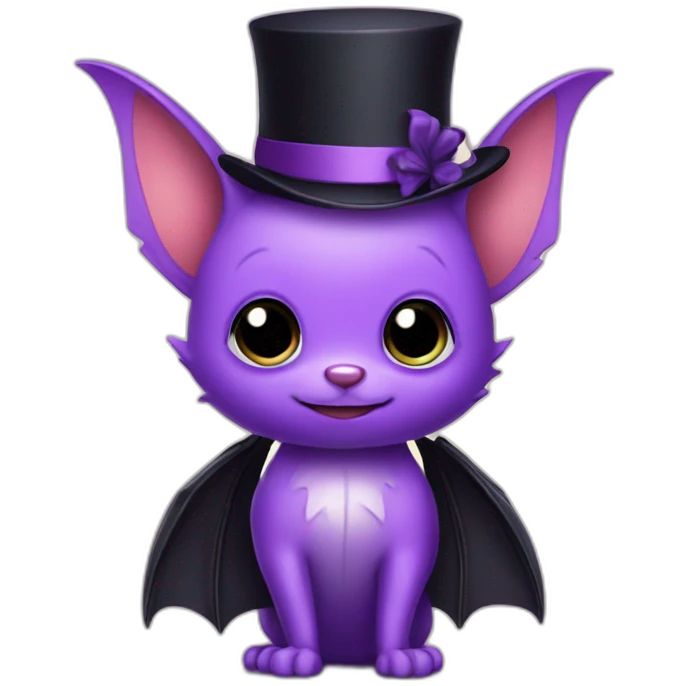 Cute purple bat with tophat emoji