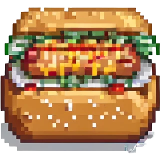 hot dog in a bun pixel art emoji emoji