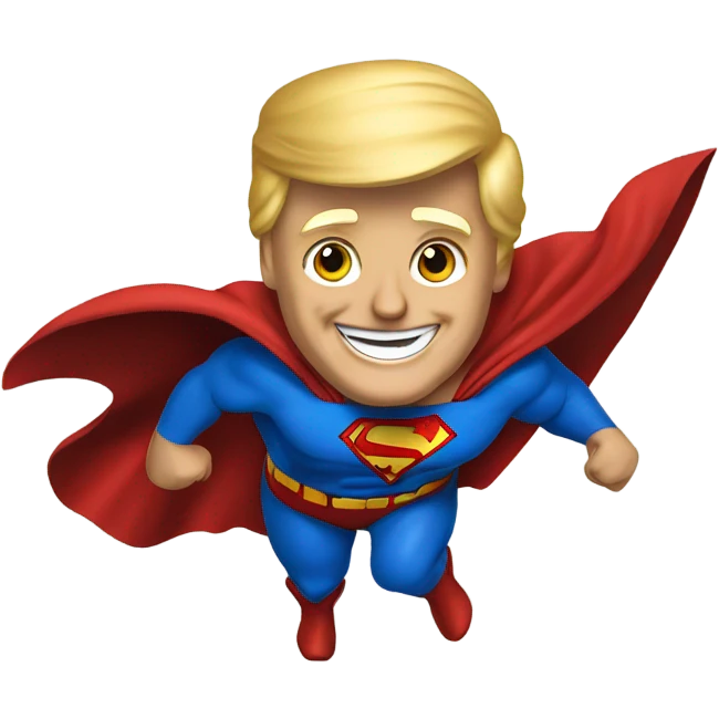 donald trump smiling dressed as superman emoji