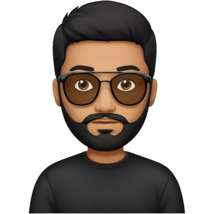 Indian man with  black hair and beard and black sunglasses and black jumper emoji