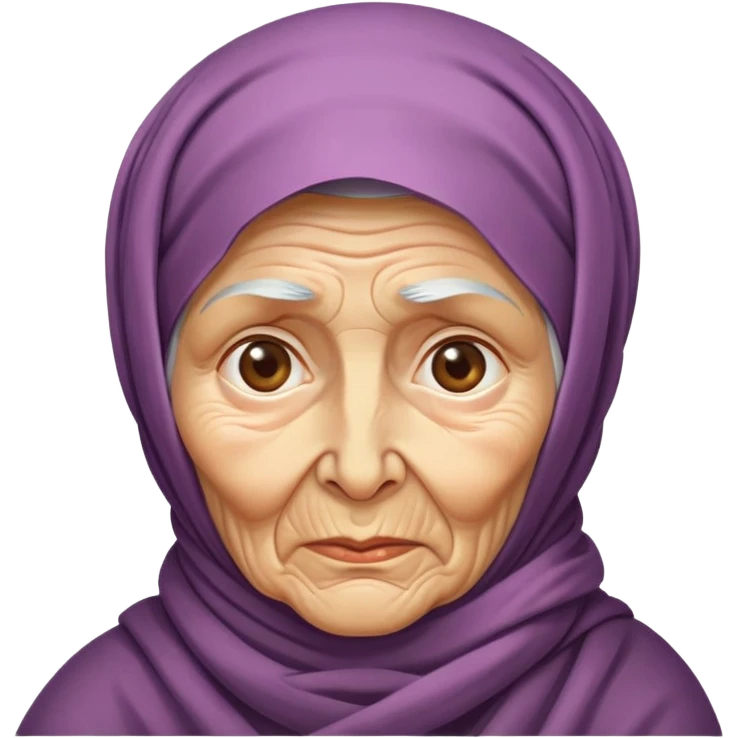 poor elderly babushka with headscarf and wrinkled face emoji