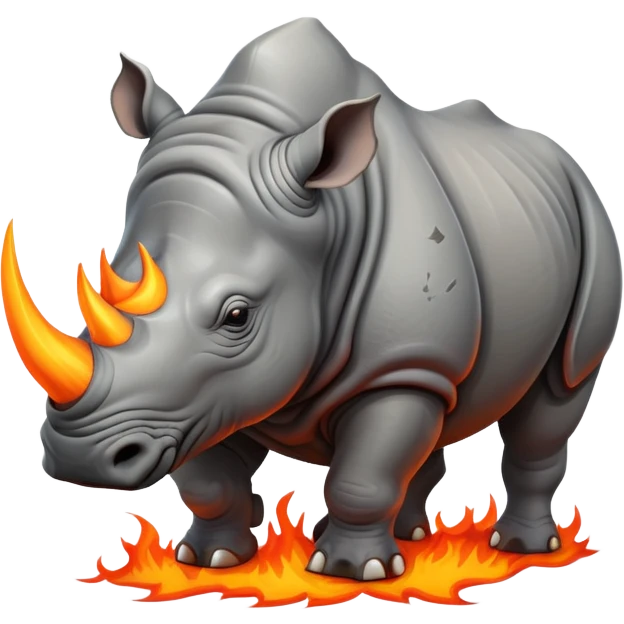 an angry rhino with fire on its horns emoji