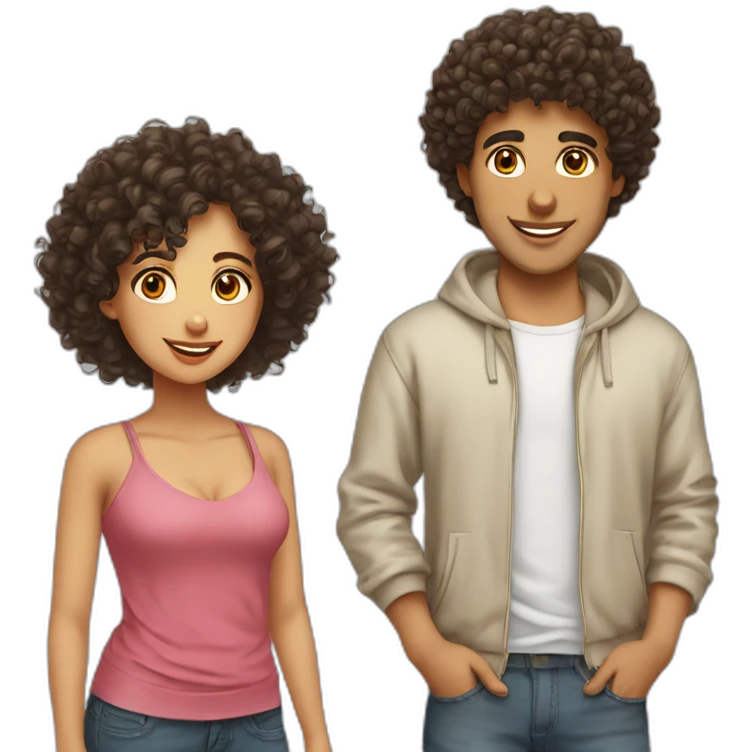 middle eastern curly boy and whitr curly girl dating emoji