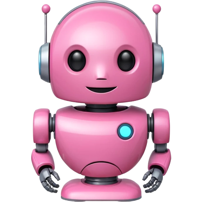 pink cute robot, round body, smiling face emoji
