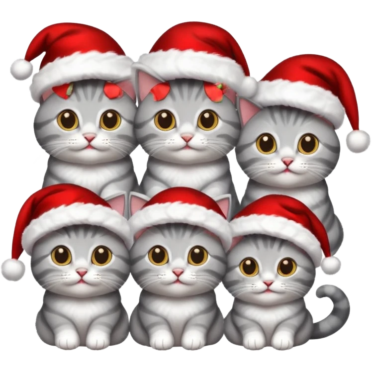 grey cats with Christmas hats emoji