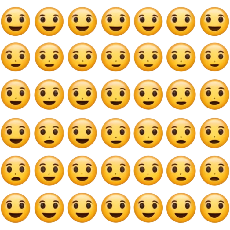 Emoji challenge.
Show 16 emojis that are almost identical.
Only one emoji has a small difference in shape or expression.
Neutral background, soft shadows.
Increase difficulty slightly.
Add subtle animation to keep attention. emoji