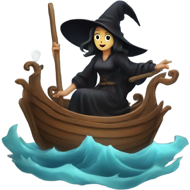 a witch inside a classical ship emoji