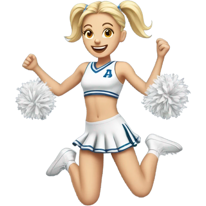 Jumping white Cheerleader pigtails  emoji