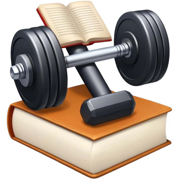 dumbell with book emoji