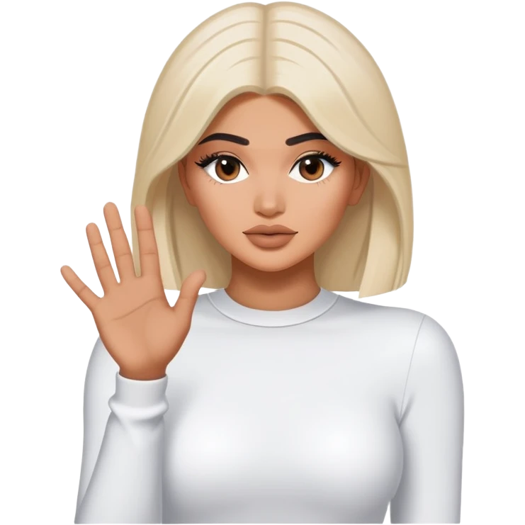 Kylie Jenner with both hands down holding onto an invisible edge, no water or jacuzzi visible emoji