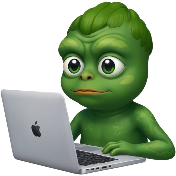 the pepe is sitting in a laptop emoji