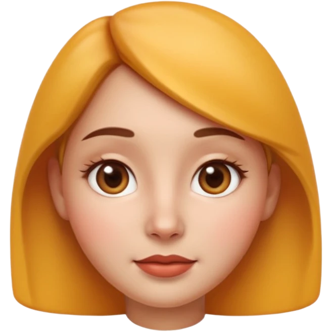 Ultra high quality 3D emoji style female avatar, Apple emoji inspired, smooth realistic 3D render.
Young woman with symmetrical cute face, soft rounded cheeks, small nose, glossy lips, big expressive brown eyes with subtle shine. emoji