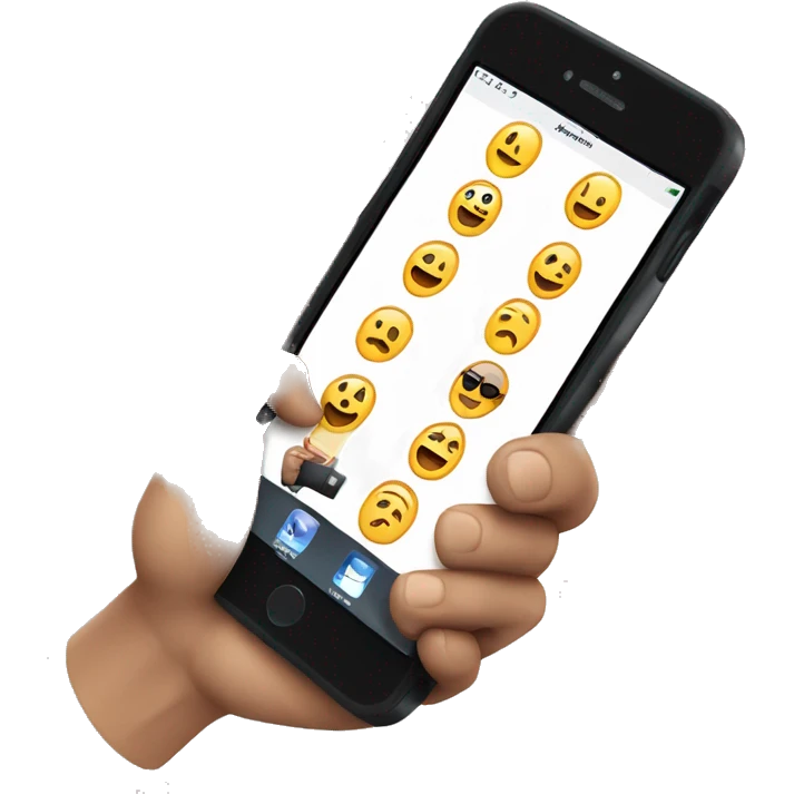 iPhone in a white man's hand emoji