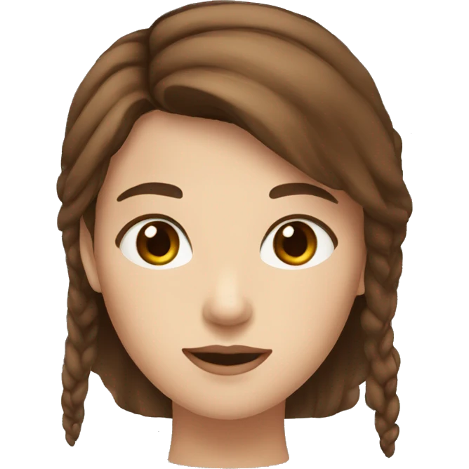 Girl with brown hair bleu eyes and a square face  emoji