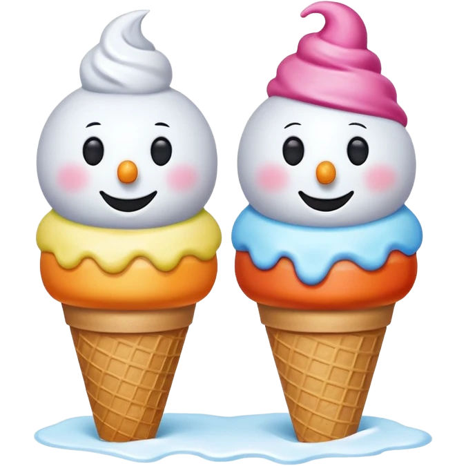 snowmen with ice cream emoji