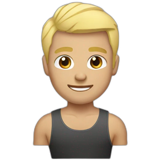 Strong man lifting weights short blonde hair emoji