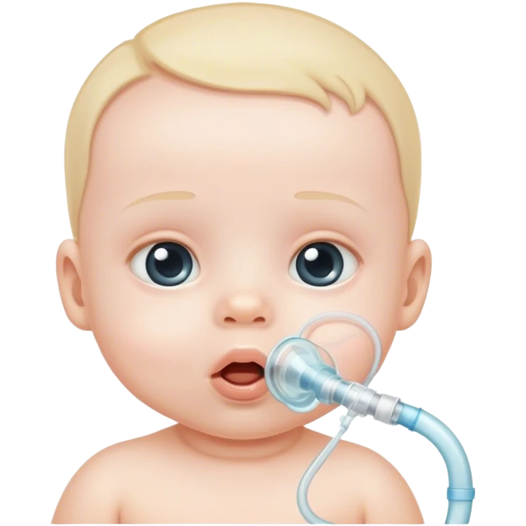 bebe com tubo na boca para respirar emoji