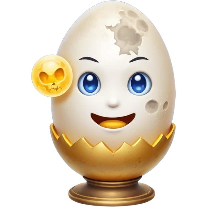alchemy character cracking moon egg with light inside emoji