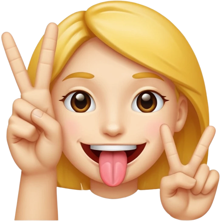 Smile face with tongue out between a piece sign  emoji