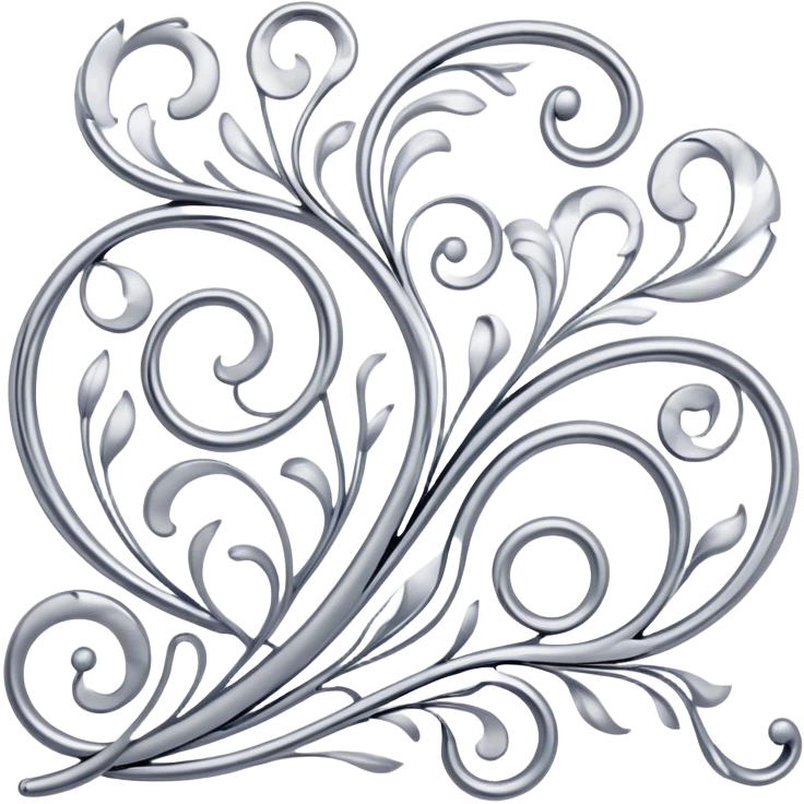Metal painting and filigree icon, metal surface with delicate filigree work and intricate hand-painted patterns, visible thin metal threads forming swirls and loops, bright enamel or metallic paints, visible paintbrush and filigree tools, no finished artwork, just the process, minimalistic style, clean lines, transparent background. emoji