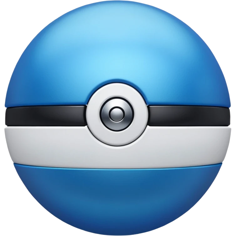 blue pokeball emoji, top half is a more saturated blue, bottom half is white, black stripe, with a metallic sheen emoji