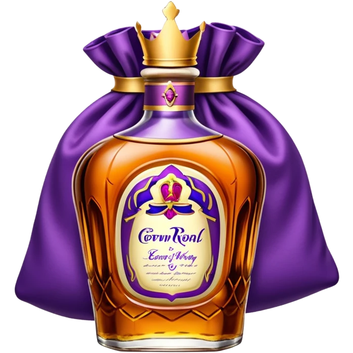 Crown Royal whisky bottle with purple bag emoji