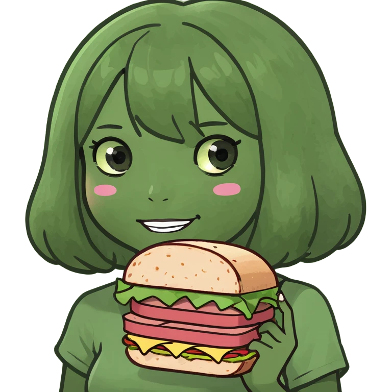 kawaii girl with spam meat sandwich  emoji