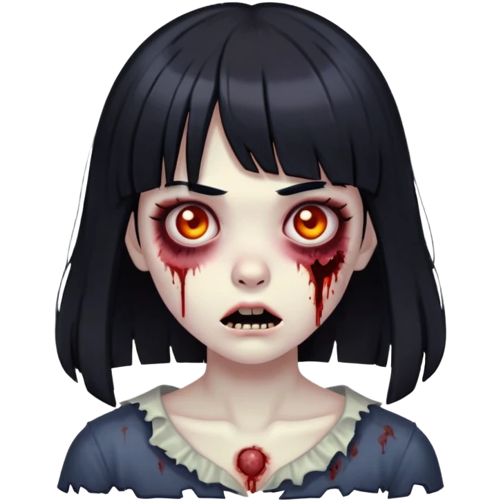 Zombie girl with black hair and bangs  emoji