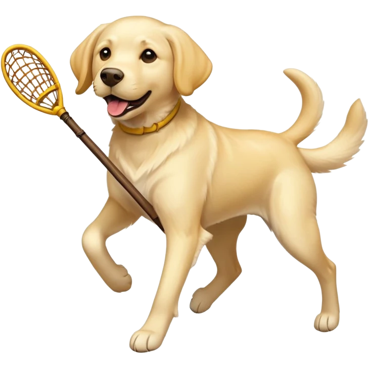 Yellow lab playing lacrosse emoji