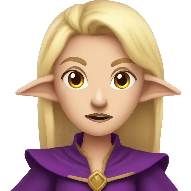 Noble female Elf with Elf ears and blonde hair and purple robes Angry angry angry expression emoji