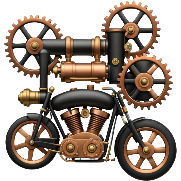 Tandem wheel steamer engine motorcycle (two wheels in the back, one in front of the other) emoji