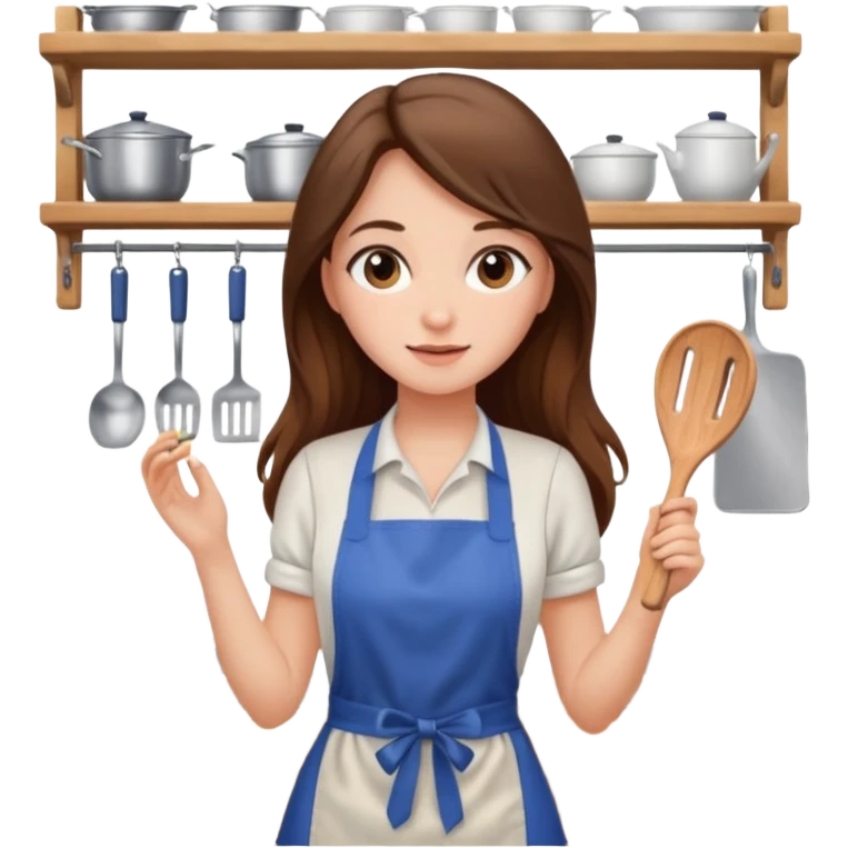 beautiful girl with long brown hair renovating her kitchen emoji
