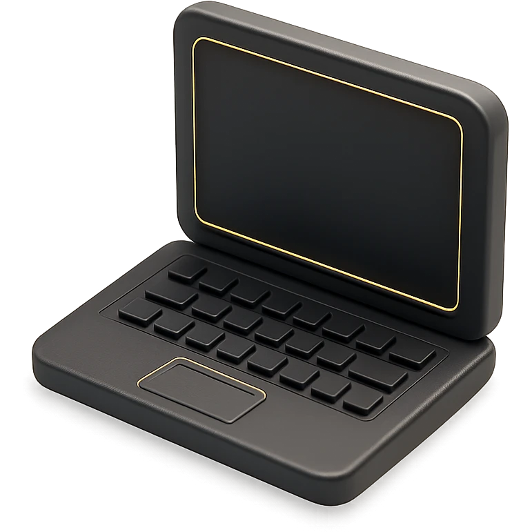 a laptop computer icon in 3D black style emoji