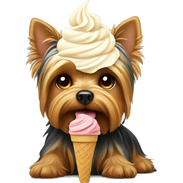 Yorkshire terrier eating ice cream emoji