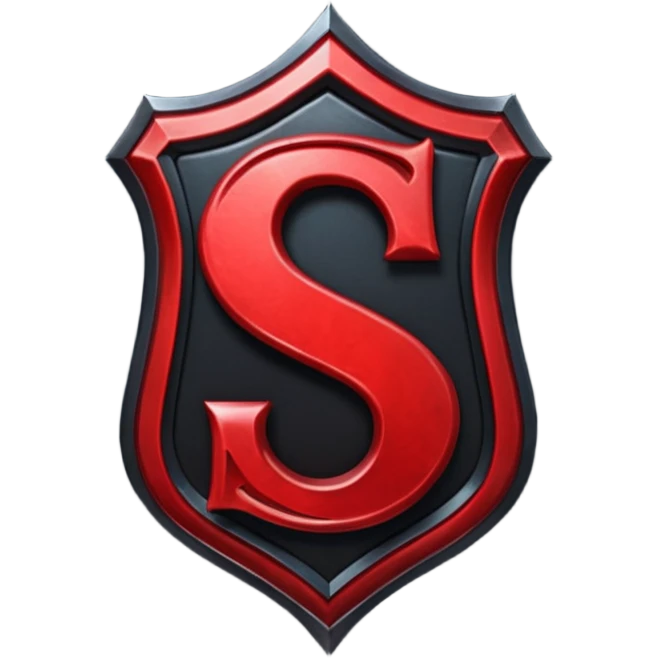 Create a custom emoji badge featuring a stylized, glossy letter “S”. Theme it in the Grandmaster rank style from League of Legends. Use intense red accents, dark metals, and strong contrast for a dramatic elite look.
 emoji