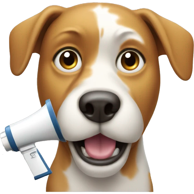  cartoon dog face with a megaphone emoji