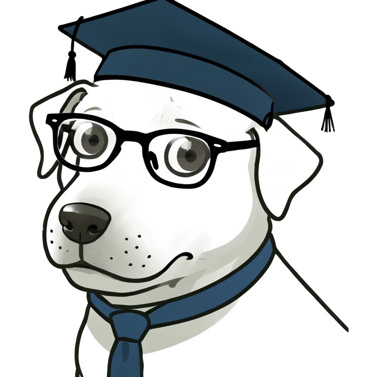 dog in a professor's hat and glasses emoji