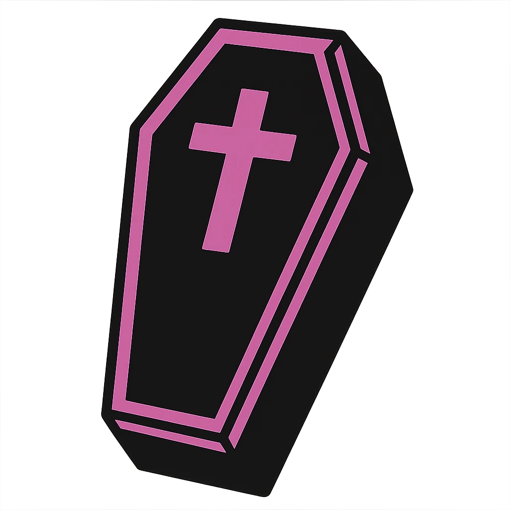 gothic coffin, black and pink emoji