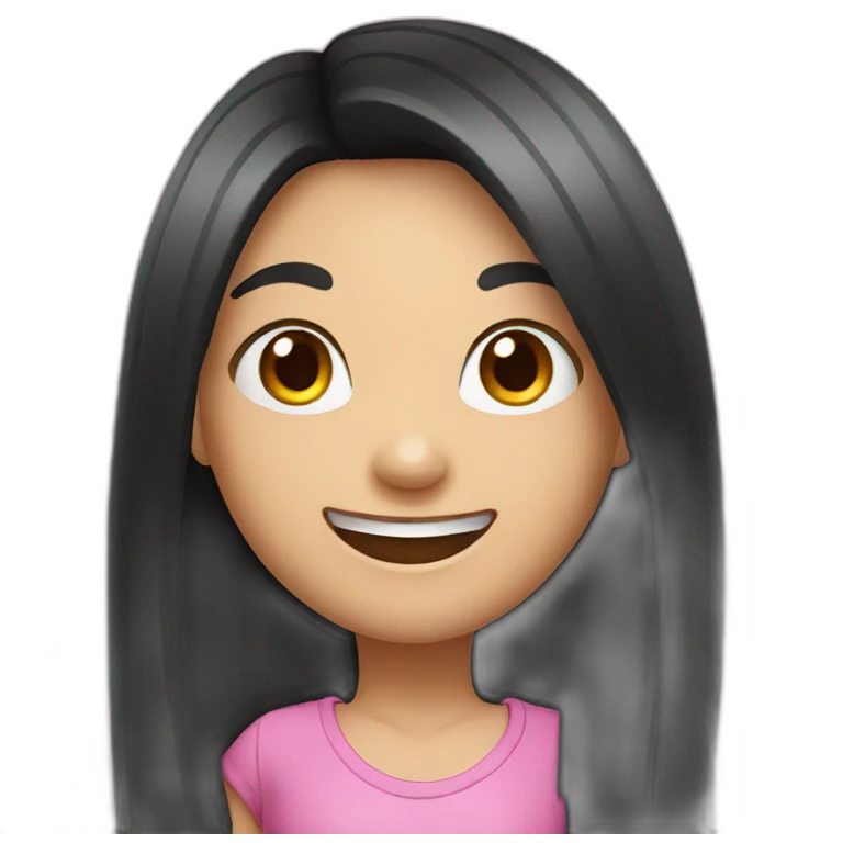 girl with a long black hair and toothbrushes smiling emoji
