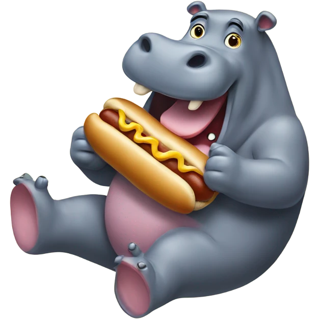 Hippo eating a hotdog emoji