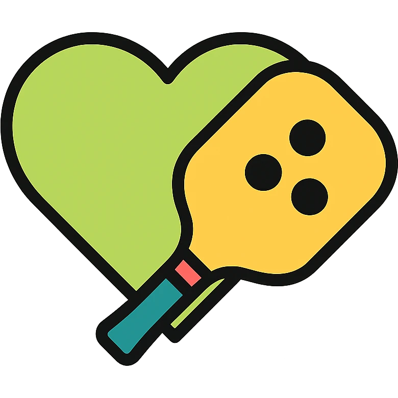 lime green heart with pickleball paddle crossing through emoji