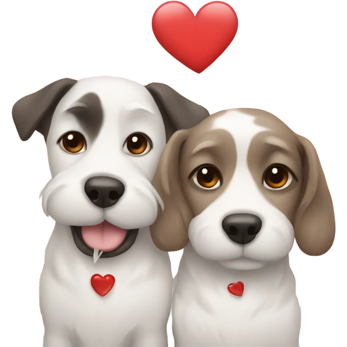 2 dogs with a heart emoji