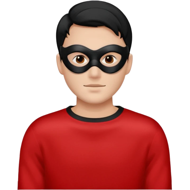 A guy in a black and white mask and red sweater emoji