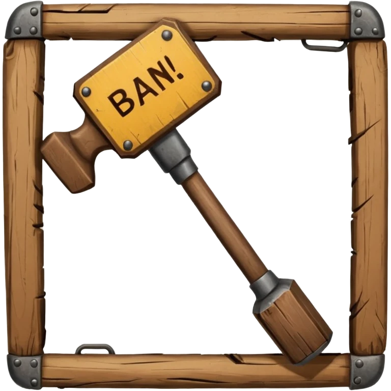 Banhammer with sign BAN! emoji